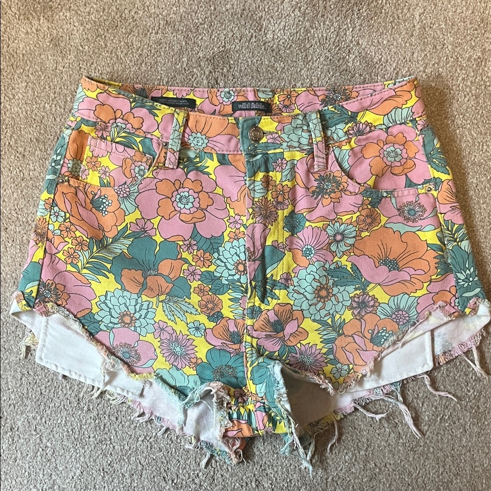 Wild Fable Floral Jean Shorts - Multicolor